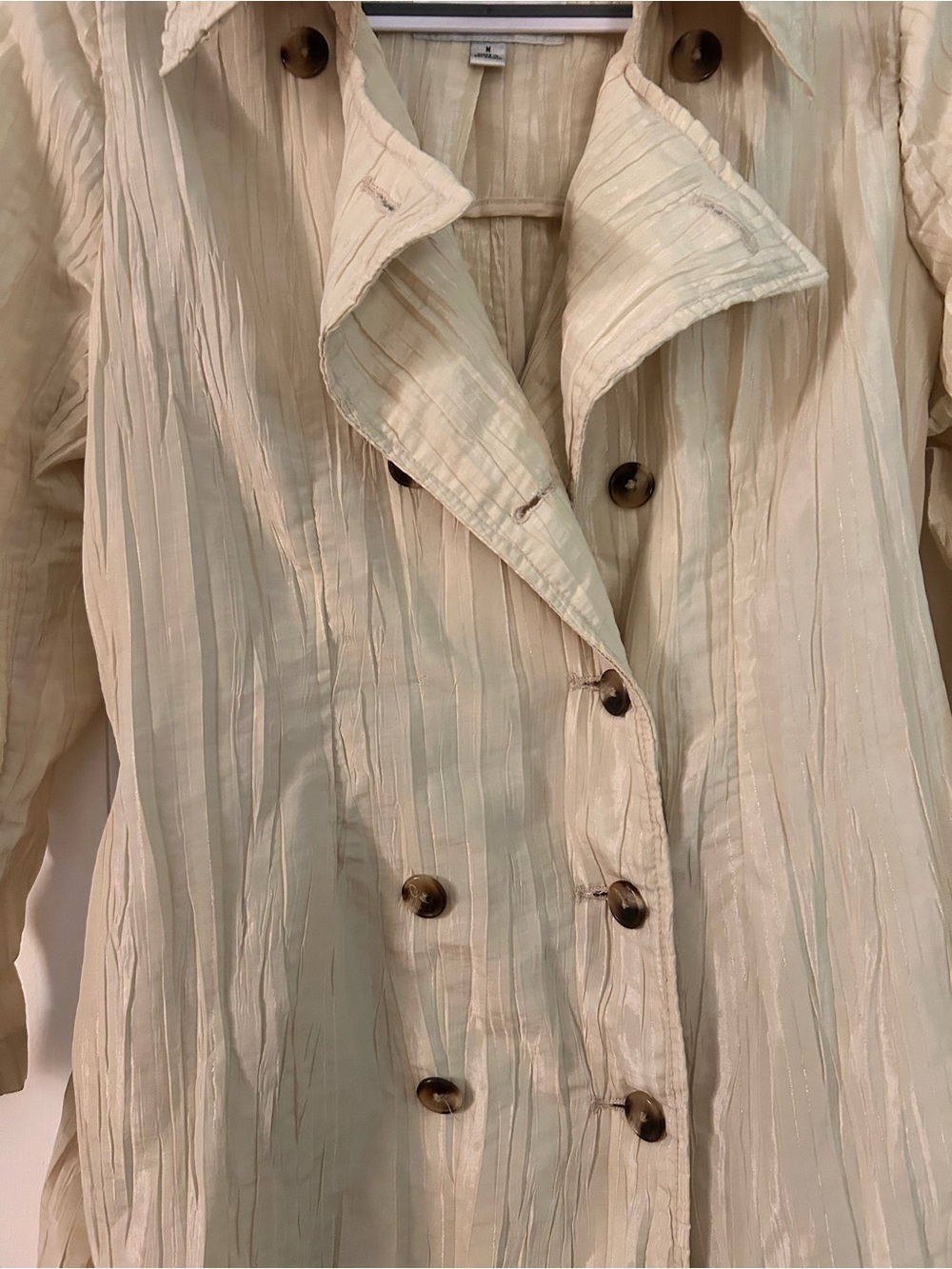 Isaac Mizrahi for Target Cream Textured Tie-Waist Trench Coat M - Picture 4 of 9